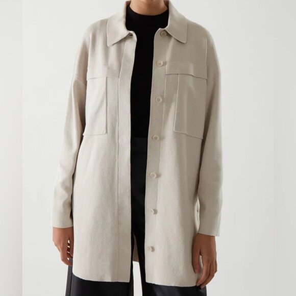 COS Knit Wool Silk Blend shacket Sz M - Picture 1 of 13